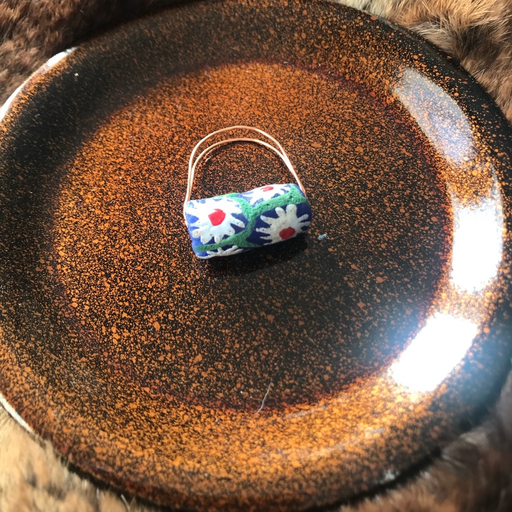 Handmade African glass beaded ring